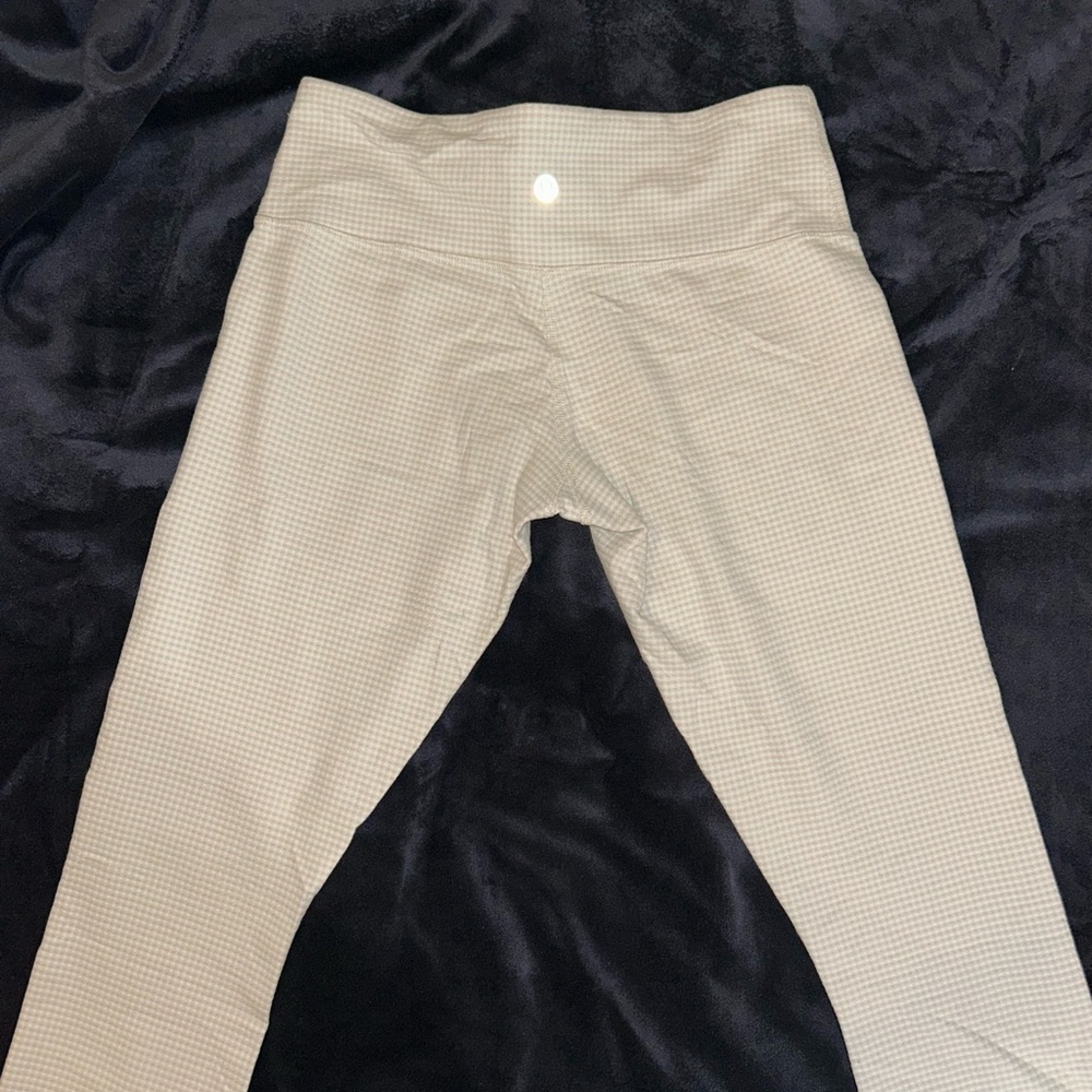 White and beige checkered Lululemon Capris - Picture 2 of 4
